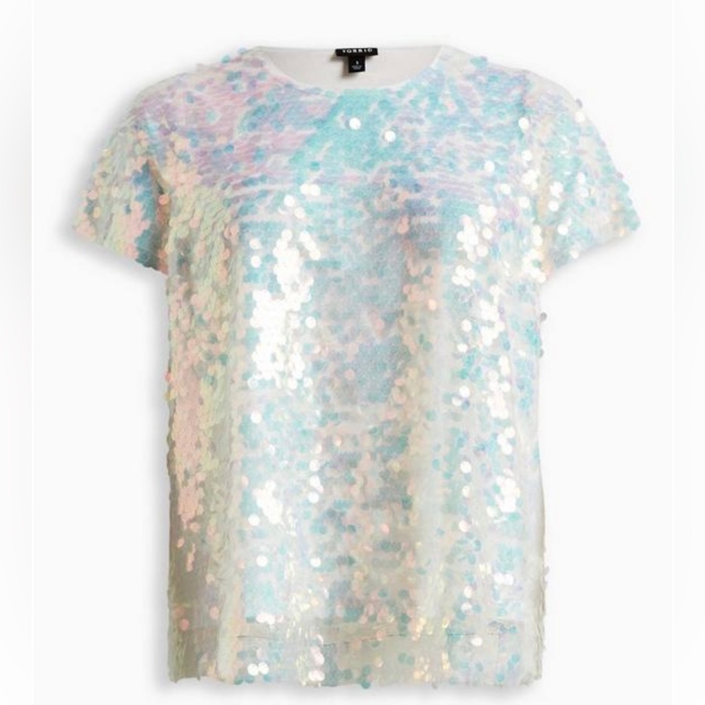 🤍Torrid’s Abbey Sequin Top. Fabulous iridescent top.with pinks, yellows!✨✨✨